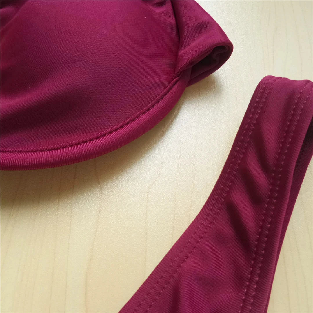 Bügel-Bikini-Set mit V-Bügel-Design für Halt und Stil, Größen S - XL, raffinierte zweiteilige Bademode, Material Nylon, Polyester, Elasthan, Patchwork, festes Muster, Bügelunterstützung, niedrige Taille, größengetreu, erhältlich in Grün mit Schlangendruck, Blau, Schwarz, Grau, Orange mit Schlangendruck, Blau mit Schlangendruck, Neongrün, Gelb mit Schlangendruck, Leopard, Rot, Weinrot, Rot mit Schlangendruck, Weiß mit Schlangendruck, Grün, Rosa mit Schlangendruck