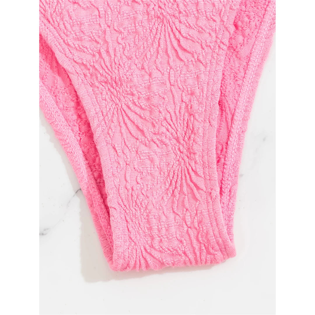 Geknittertes hochgeschnittenes Bikini-Set