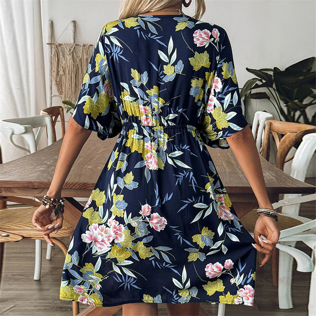 Flowers Printed Half Sleeve Crochet Tunic, a beach cover-up ideal for women aged 18-35. Composed of Nylon, Polyester, and Cotton, this one-size fits S, M, and L tunic blends the charm of crochet knit with a lovely floral print for a breezy, feminine look. Currently in stock with free shipping options available.