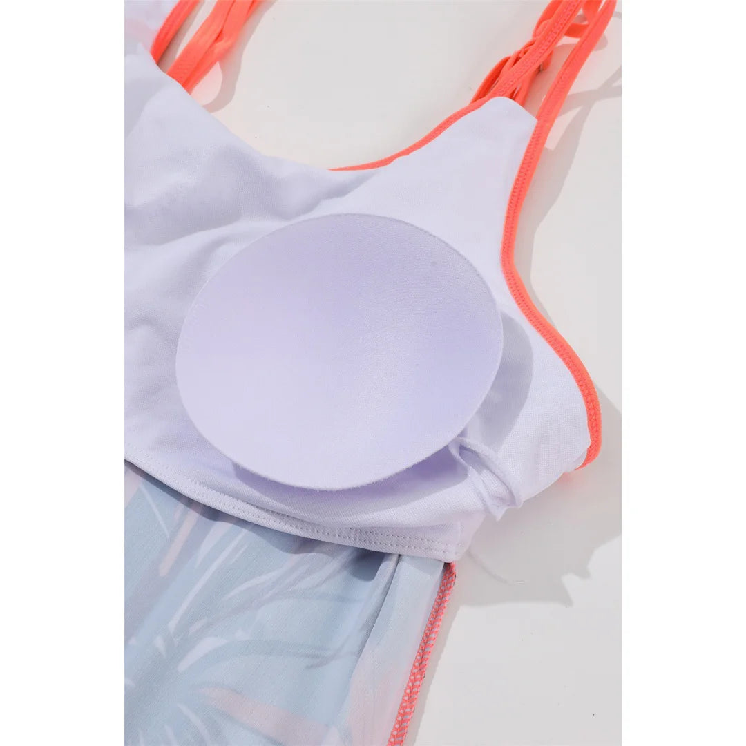 Bedrucktes Bikini-Set in Übergröße, Polyester-Elasthan-Gemisch, drahtlose Unterstützung, hohe Taille, Damen-Bademode, zweiteilige Strandbekleidung, schickes und bequemes Design.