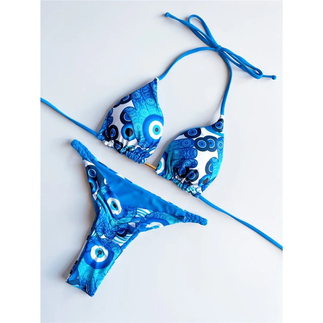 Modische Leopard gedruckt Halter Bikini Set, Zweiteilige Badeanzug mit Scrunch Butt Detail, aus bequemen Nylon und Spandex, gedruckt Leopard Muster, Wire-Free mit niedrigen Taille Design, True to Size Fit, mit Pad für zusätzlichen Komfort, Erhältlich in Blau Leopard, bunt, blau gedruckt, Orange Leopard, und Rosa Leopard, Ideal für Frauen und Erwachsene Altersgruppe, Auf Lager mit kostenlosem Versand, Brandneu Zustand