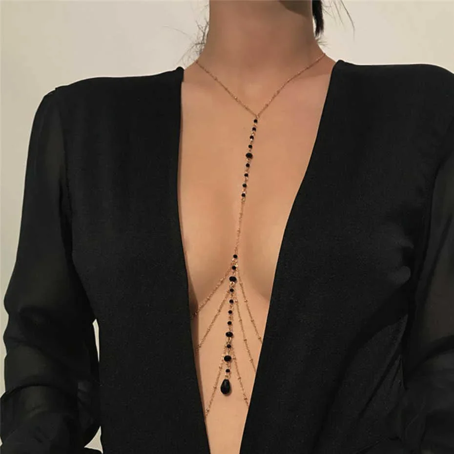Sophisticated Multilayer Tassel and Bead Belly Waist Chain, Shimmering Beads and Black Crystal Pendant Detail, Trendy Statement Body Jewelry, Elevates Bikini Look, Geometric Pattern, Made of Metal, Perfect for Adult Females Aged 18-35, Available in Sizes: Small, Medium, Large, In Stock and Brand New with Free Shipping