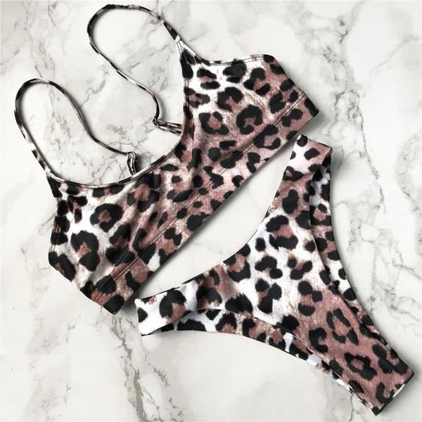 Brauner Geparden-Bikini