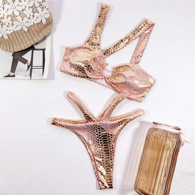 Asymmetrischer Schlangen-Bikini