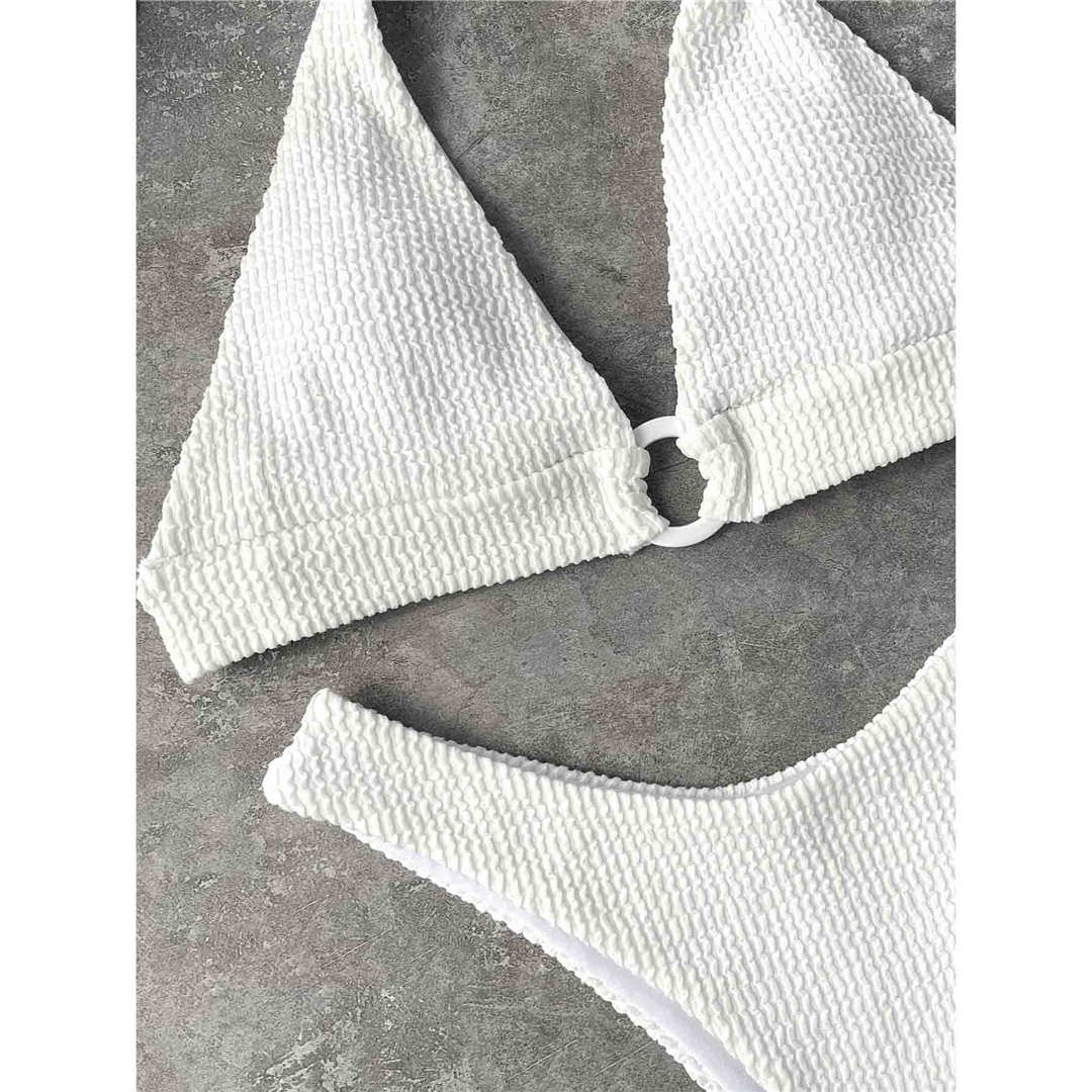 Weißer Halter Faltenbikini