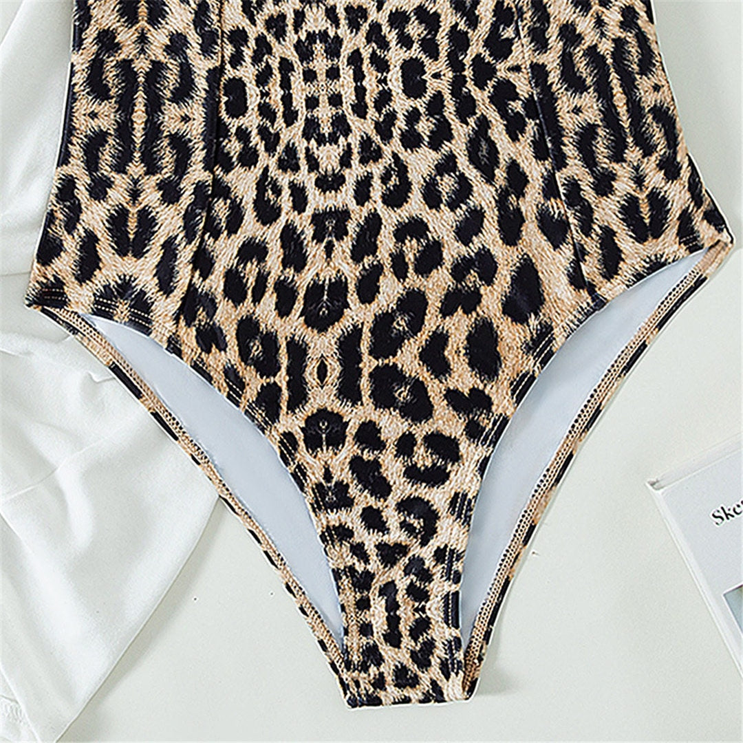 Leopard Underwire Bra Cup One Piece Badeanzug