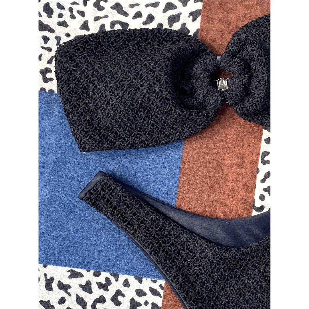 Zerknitterter Bandeau-Bikini ohne Träger