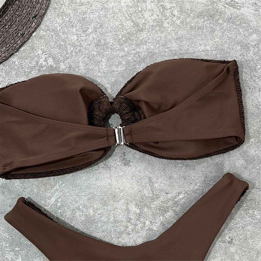 Zerknitterter Bandeau-Bikini ohne Träger