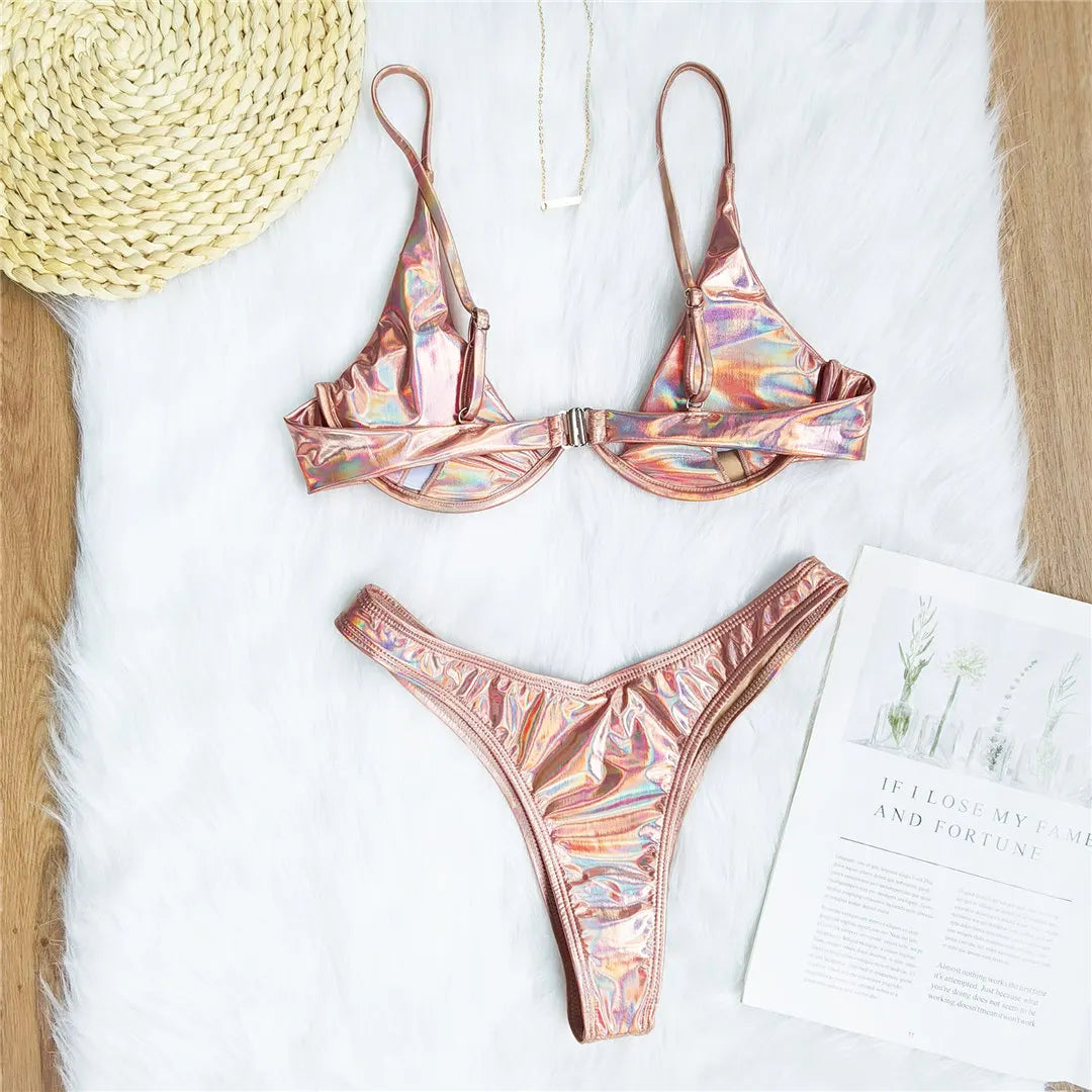 Ensemble bikini à armatures avec barre en V pour le maintien et le style, Tailles S - XL, Maillot de bain deux pièces sophistiqué, Matière Nylon, Polyester, Spandex, Patchwork, Motif uni, Maintien avec armatures, Taille basse, Taille réelle, Disponible en Vert imprimé serpent, Bleu, Noir, Gris, Orange imprimé serpent, Bleu imprimé serpent, Vert néon, Jaune imprimé serpent, Léopard, Rouge, Rouge vin, Rouge imprimé serpent, Blanc imprimé serpent, Vert, Rose imprimé serpent.