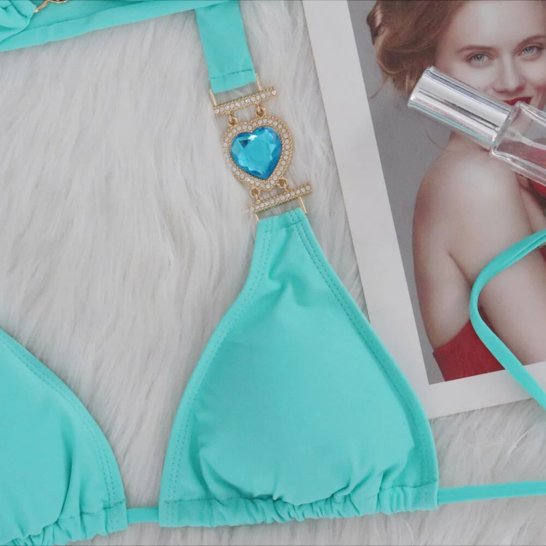 Ensemble de bikinis à diamants pour femmes en vert, rouge orange, orange, rouge, multicolore et rose, composé de nylon et de spandex, combinaison deux pièces à taille basse, sans fil, ajustement à la taille, avec coussinets, adapté à la natation sportive, disponible en tailles S, M, L, Nouvel état, Livraison gratuite, En stock, Convient à la tranche d'âge 18-35 ans, Adulte.