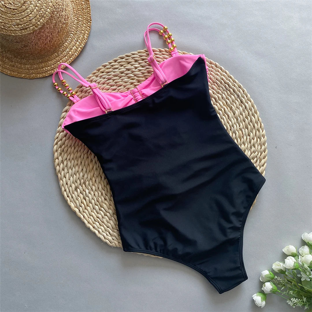 Maillot de bain une pièce avec jupe nouée, Monokini à texture froissée, Fait de Nylon et Spandex, Motif patchwork, Soutien sans fil, Taille réelle, Maillot de bain pour femme, Livré avec rembourrage, Disponible en Tailles Small, Medium, Large, et Extra Large, Couleurs Disponibles : Vert, Noir, Rose, Marron, Multicolore, Livraison gratuite.