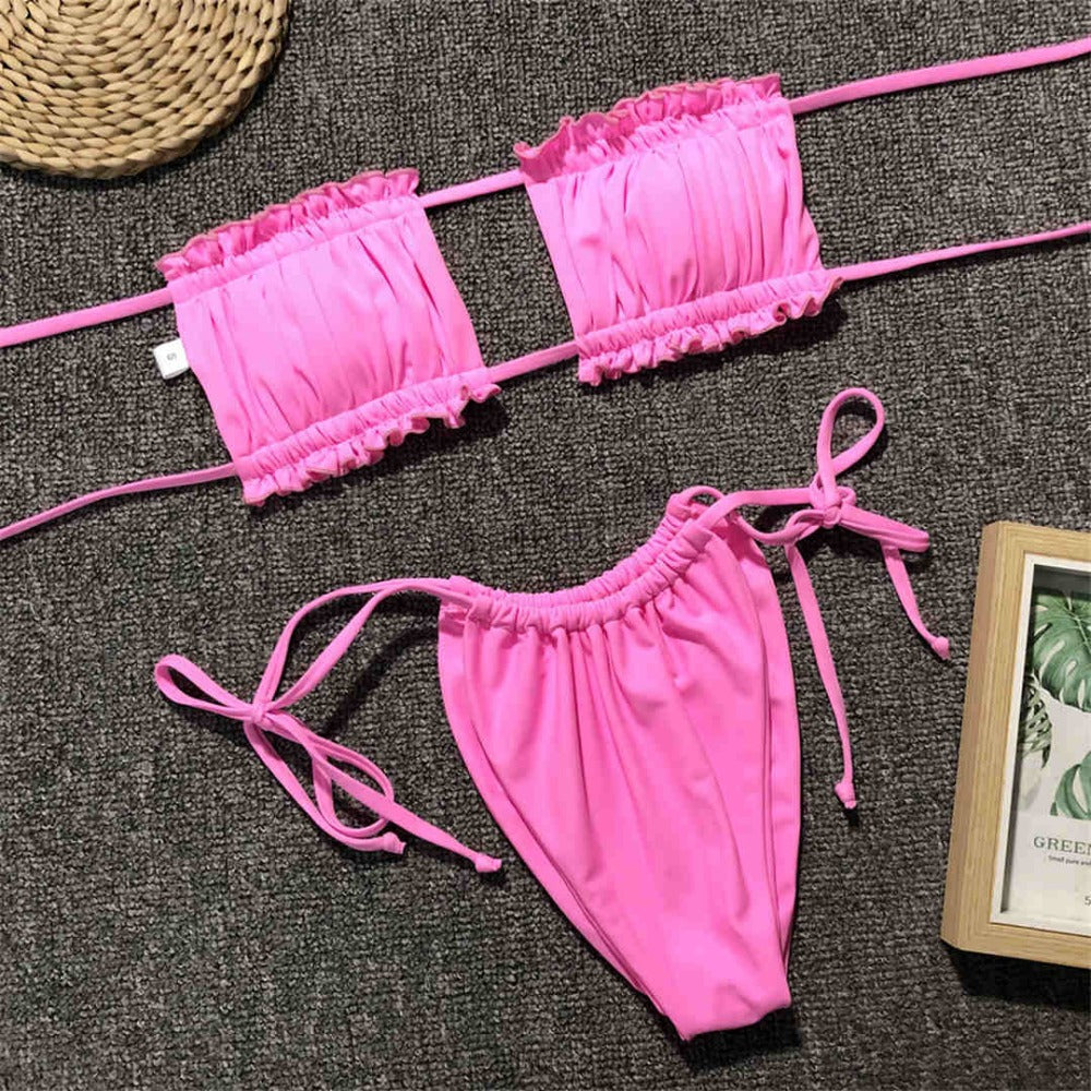 Bikini bandeau léopard