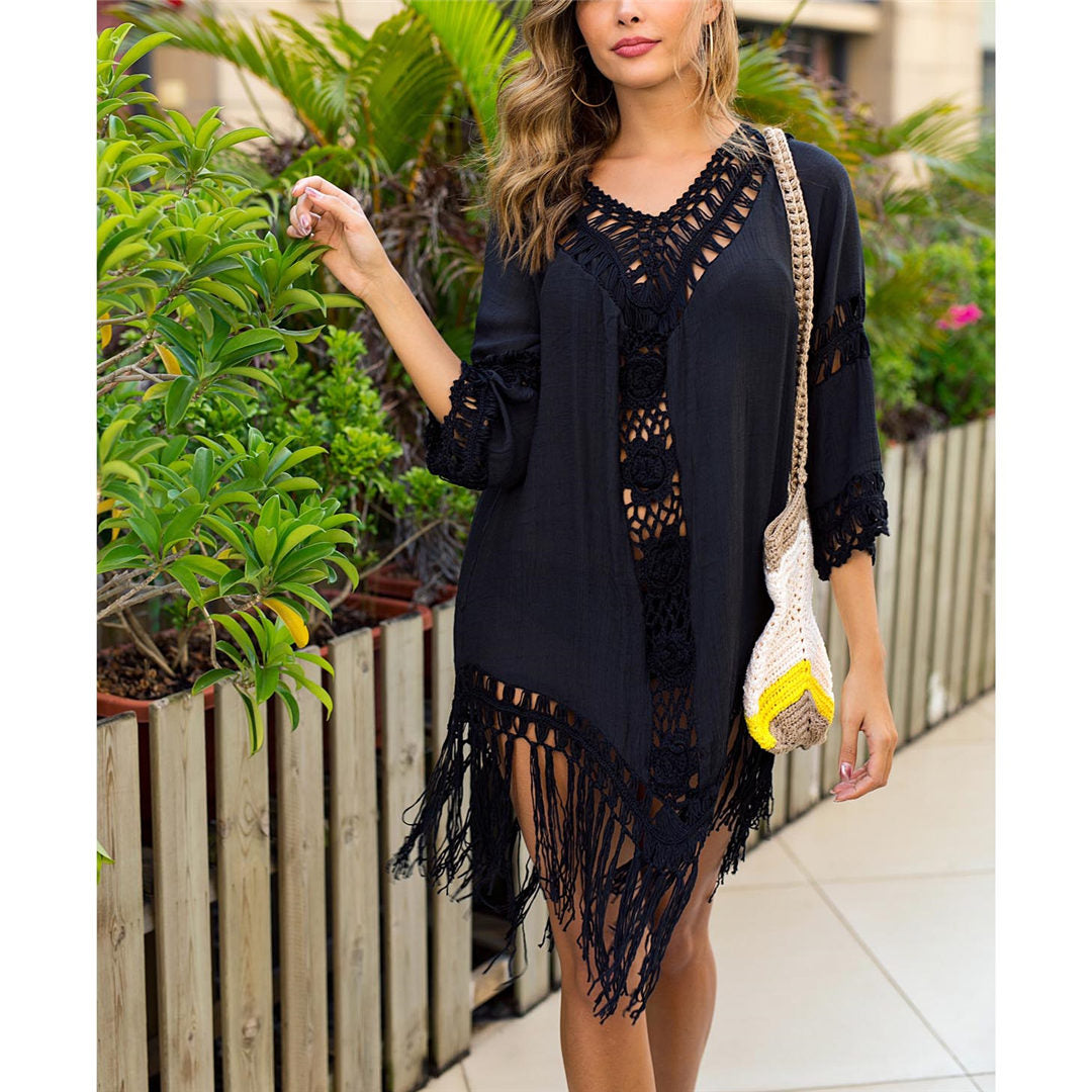 Robe de plage à pompons