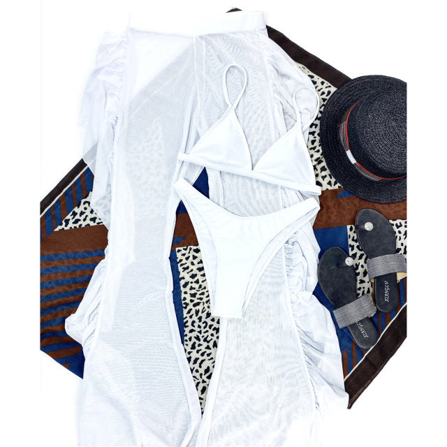 Bikini avec pantalon de plage à volants