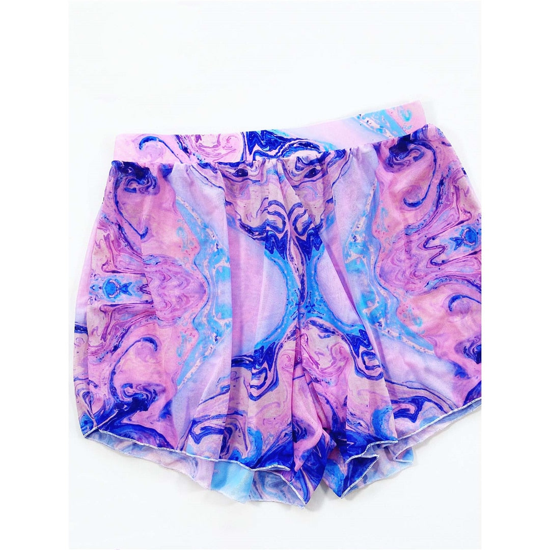 Bikini dos nu Tie Dye avec short