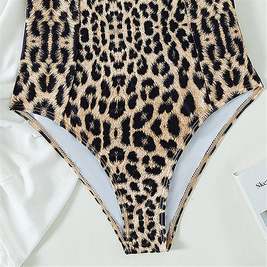 Costume da bagno intero con ferretto leopardato