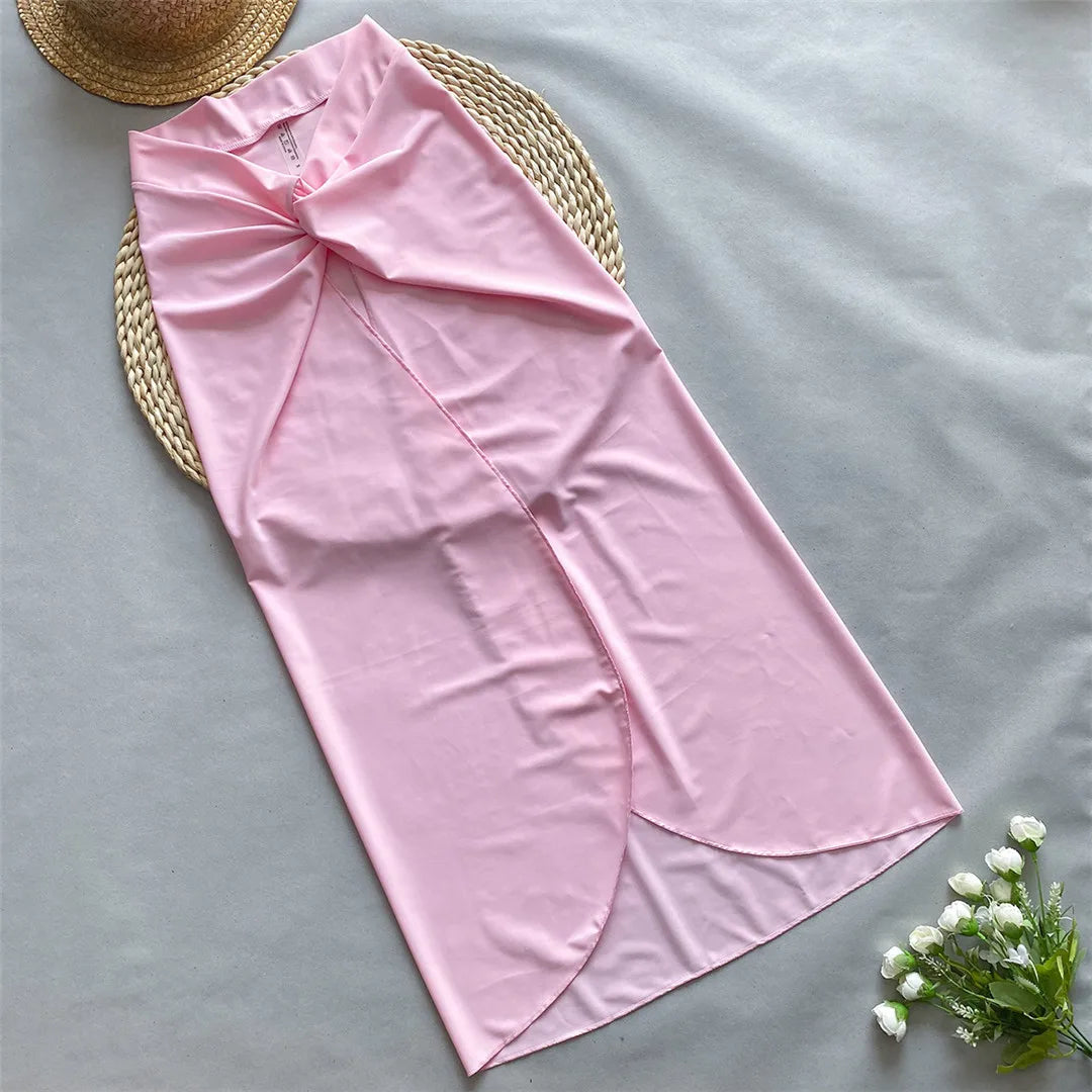 Costume da bagno intero con gonnellino annodato, Monokini con texture stropicciata, Realizzato in nylon e spandex, motivo patchwork, supporto senza fili, misura fedele, Costume da bagno per donna, Viene fornito con imbottitura, Disponibile nelle taglie small, medium, large e extra large, Colori disponibili: Verde, Nero, Rosa, Marrone, Multicolore, Spedizione gratuita.