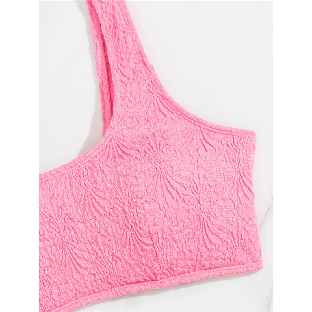 Set bikini con taglio alto e stropicciato