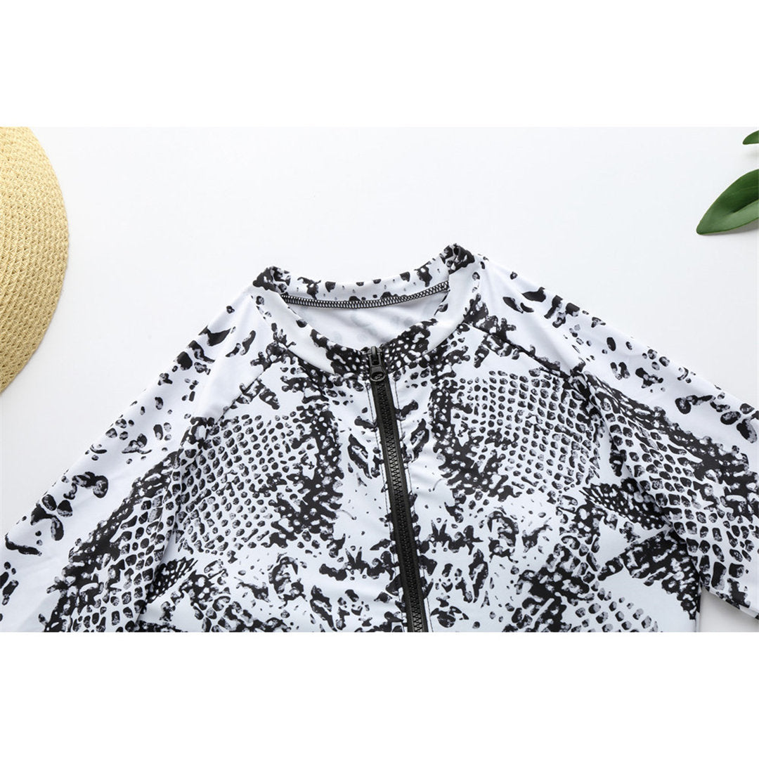 Zipper Full Sleeve One Piece Swimsuit