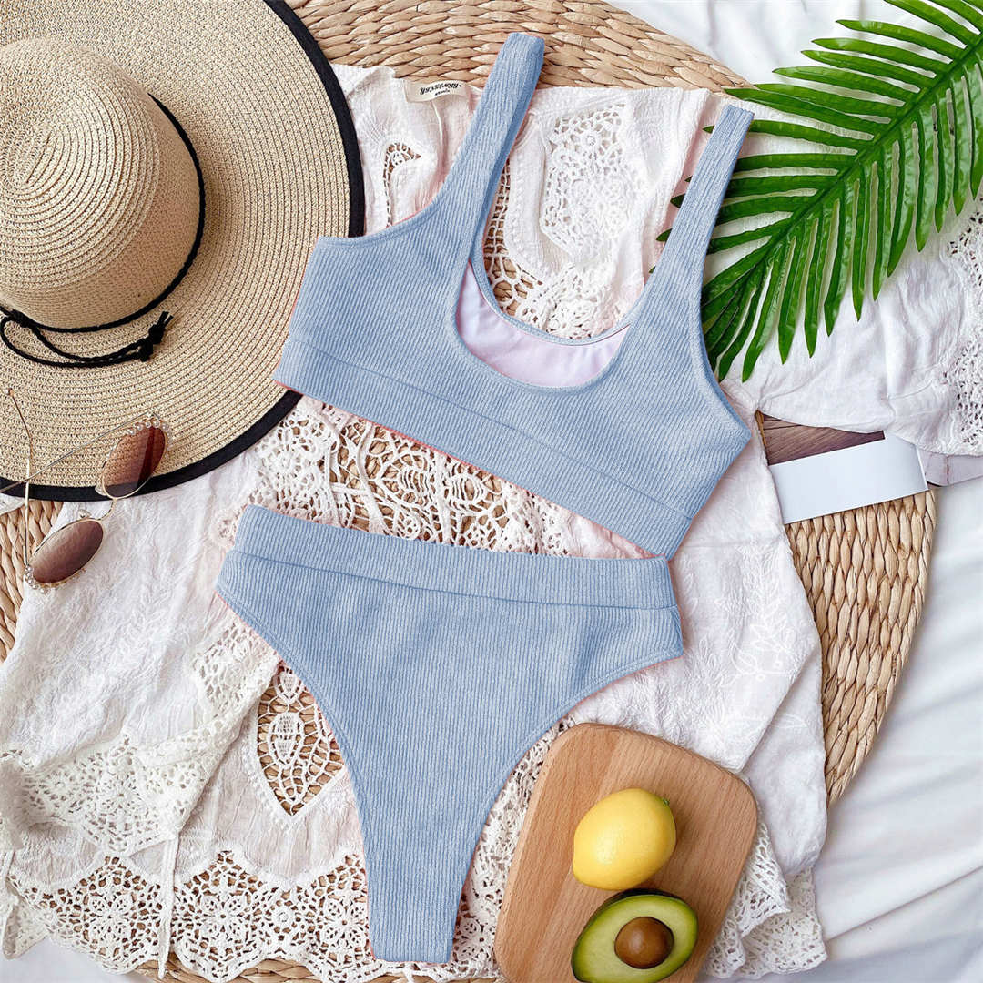 Bikini a vita alta a coste - 5 colori