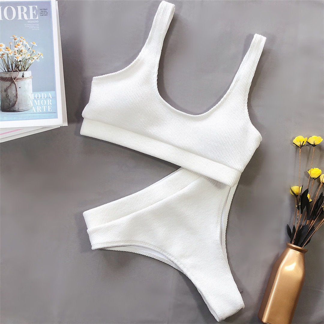 Bikini a vita alta a coste - 5 colori