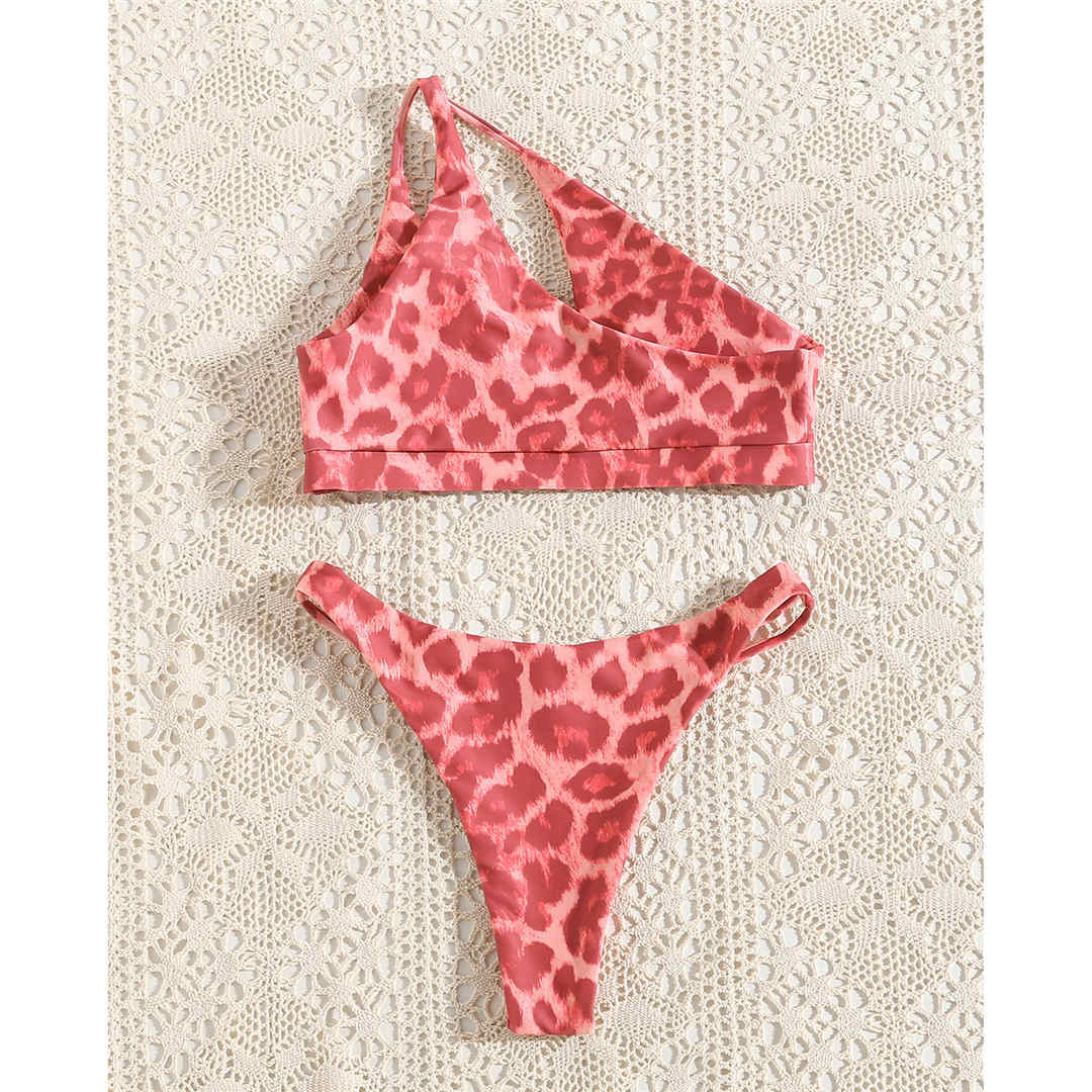 Bikini asimmetrico leopardato