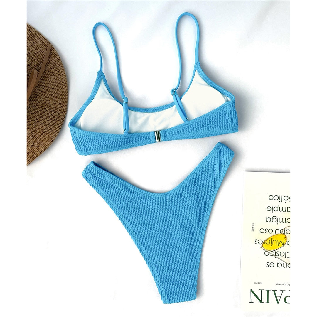 Bikini imbottito a coste