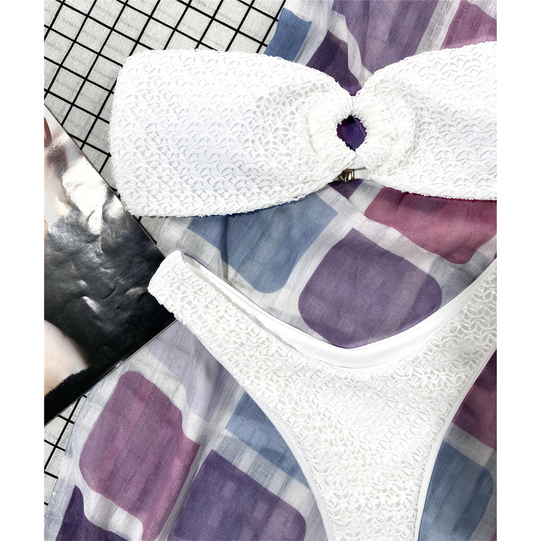 Bikini a fascia rugosa senza spalline