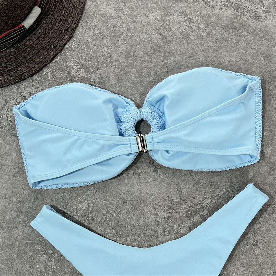 Bikini a fascia rugosa senza spalline