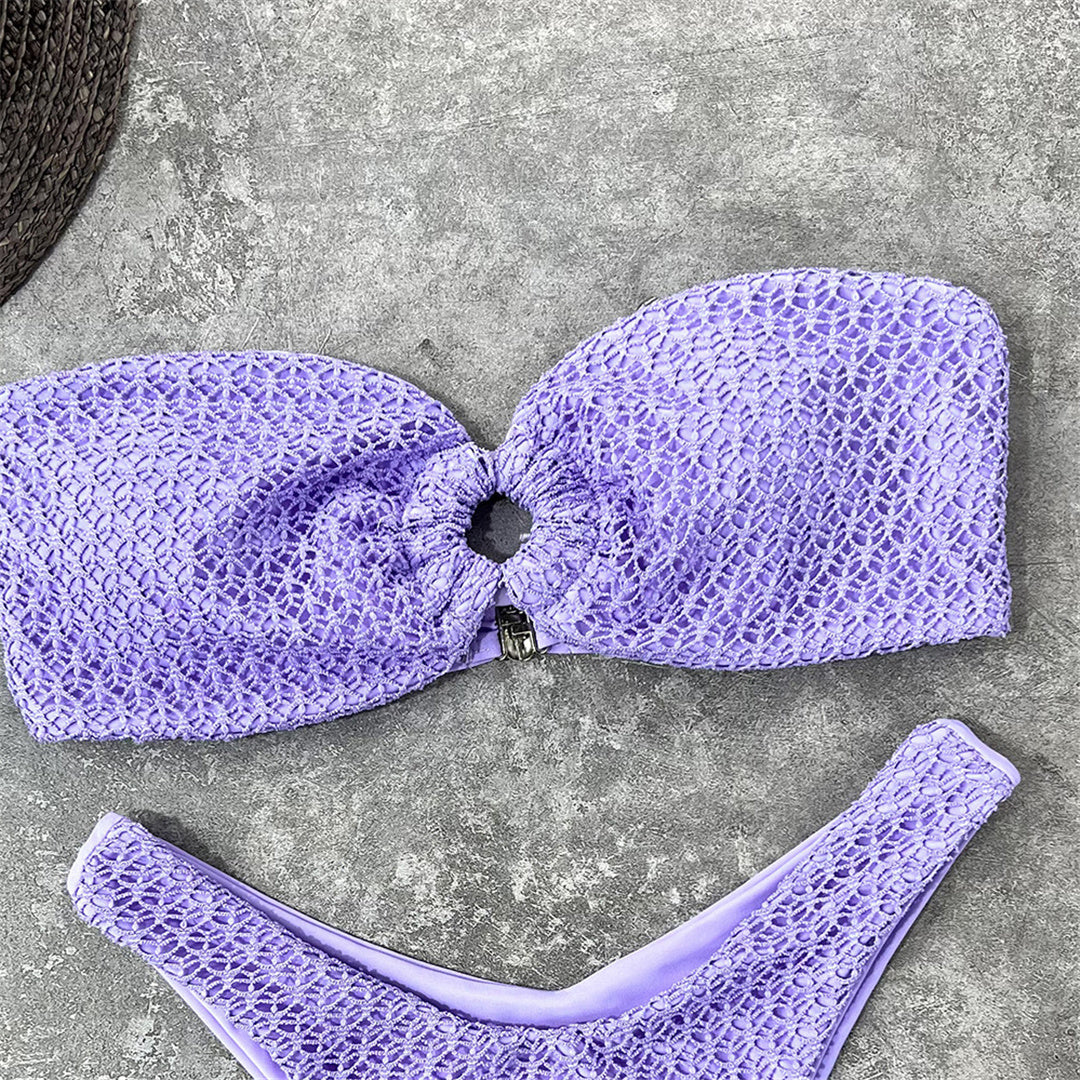 Bikini a fascia rugosa senza spalline