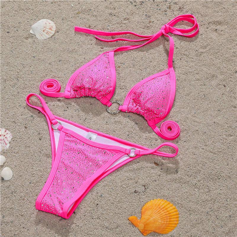 Bikini in cristallo neon con strass - 5 colori