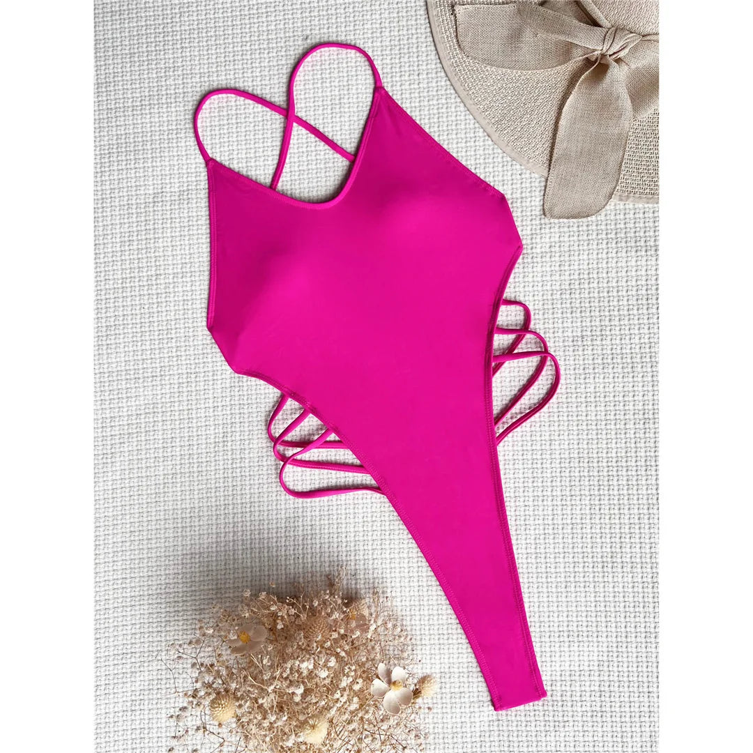 Bold Extreme Mini Thong One Piece Swimsuit, Sleek Backless Monokini Made of Comfortable Nylon and Spandex, Solid Pattern, Available in Hot Pink, White, Green, Royal Blue, and Black, True to Size Fit, Ideal for Women and Adult Age Group, In Stock with Free Shipping, Brand New Condition