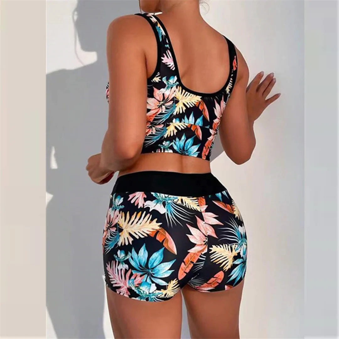 Cathalem Bikini Shorts for Women Swimsuits For Women Bikini Set Loose Fit  Floral Printed Two Piece Women Swimsuit Tops Colorful Underwear Blue Large  