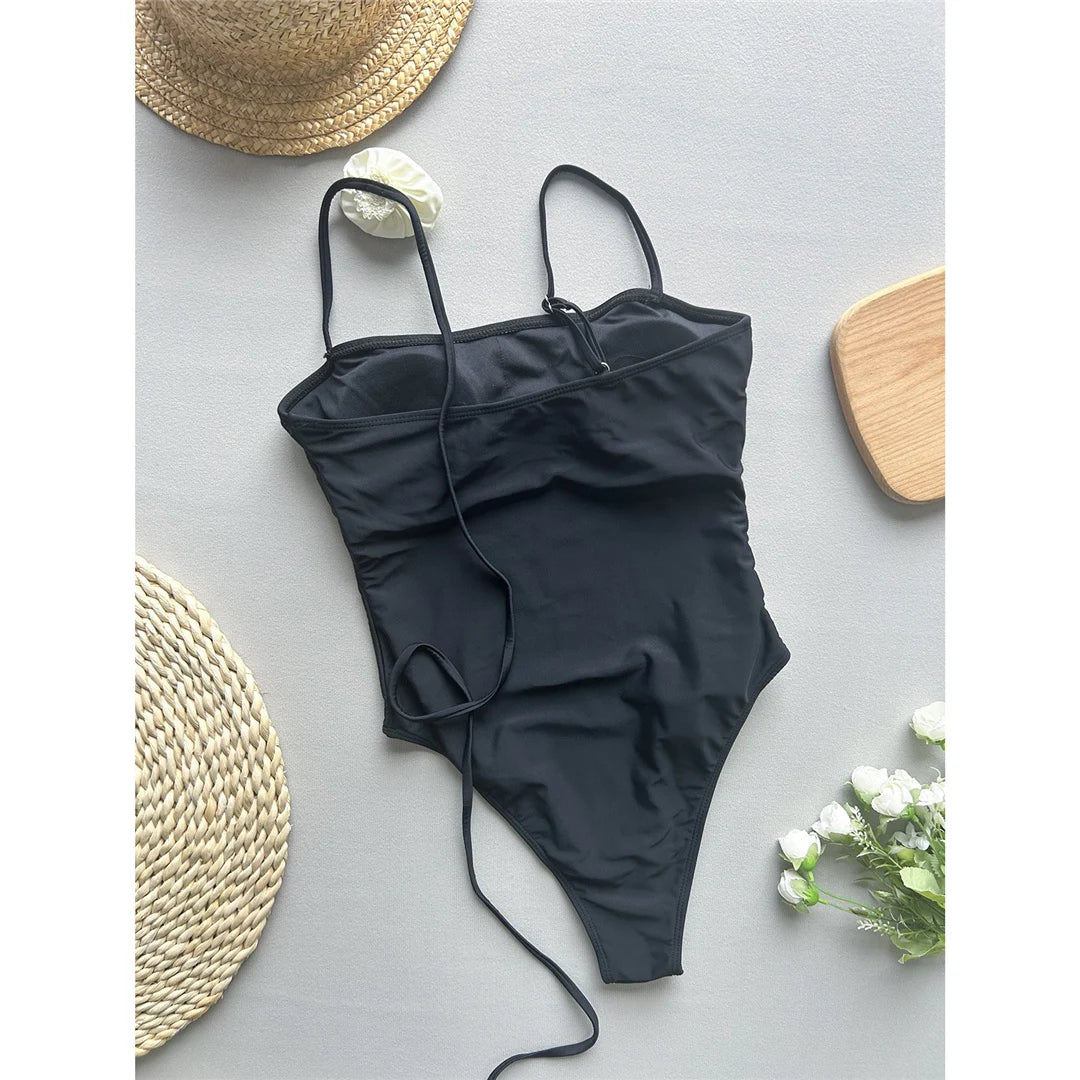 3D Flowers High Cut Swimsuit with striking floral details, high cut design, emphasizing silhouette, perfect for beach or poolside elegance.