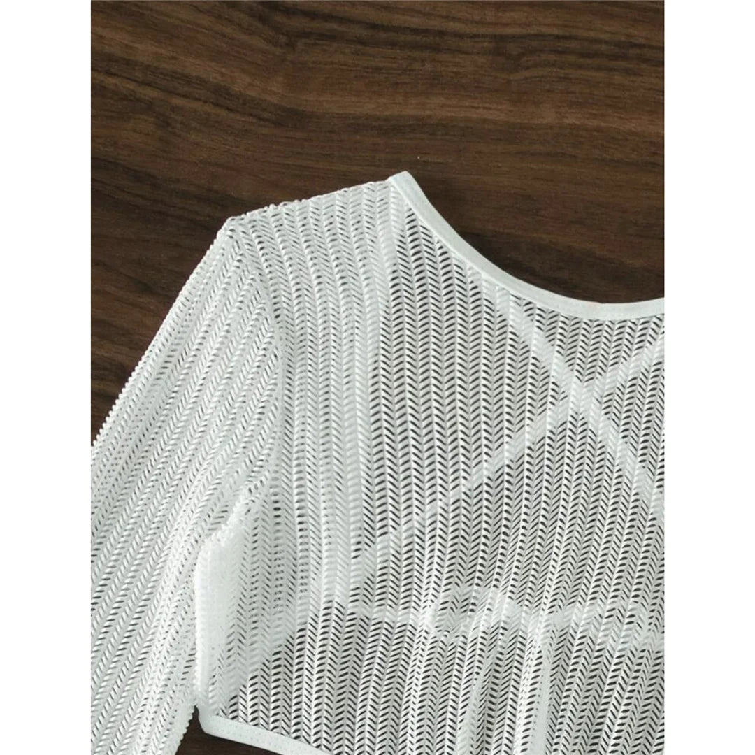 Halter Bikini Set with Long Sleeve Cover Up for Women, Three Piece Solid Black, Dark Gray, Gray, White Swimwear, Wire Free with Low Waist, Fits True To Size, Available in Size S to L, Perfect Fusion of Comfort and Style