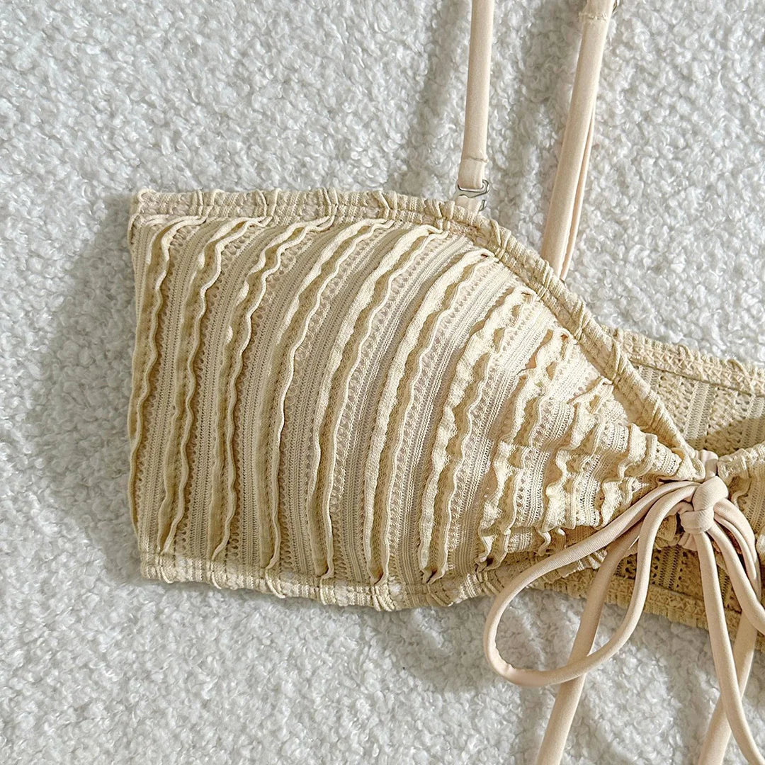 Crinkled Knotted Brazilian Bikini Set