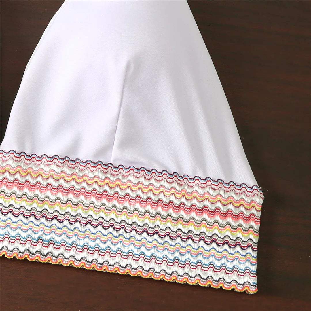 Splicing Halter Bikini Set for Women, V Neck Two-Piece Swimwear in Black, Royal Blue, Orange, Pink, and White, Low Waist and Patchwork Design for Stylish and Versatile Beachwear