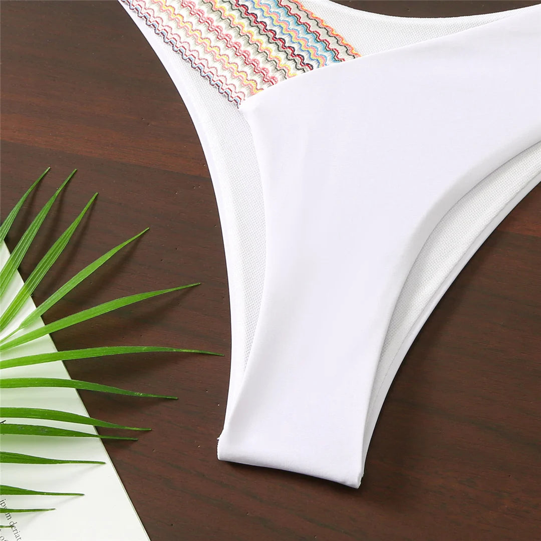 Splicing Halter Bikini Set for Women, V Neck Two-Piece Swimwear in Black, Royal Blue, Orange, Pink, and White, Low Waist and Patchwork Design for Stylish and Versatile Beachwear