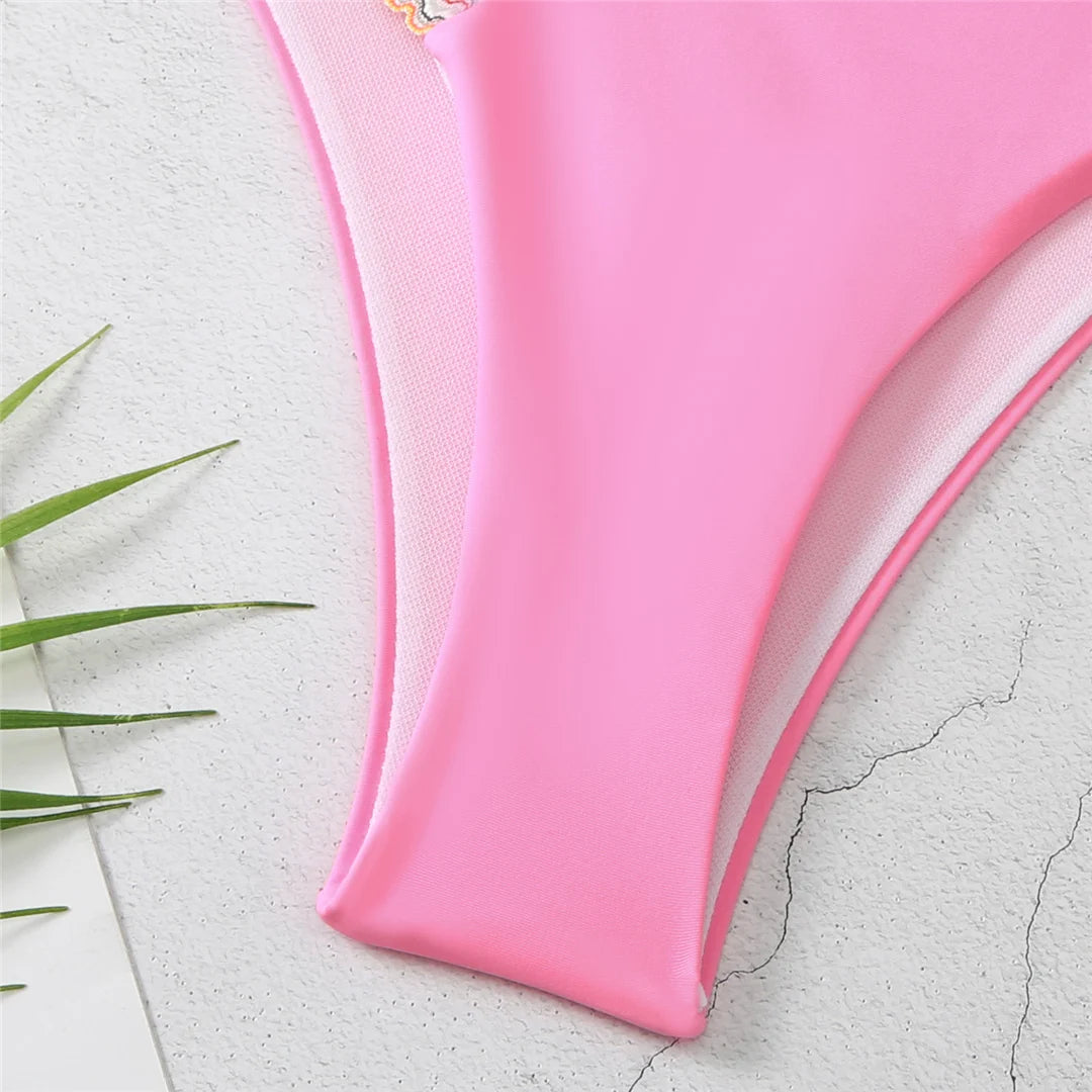 Splicing Halter Bikini Set for Women, V Neck Two-Piece Swimwear in Black, Royal Blue, Orange, Pink, and White, Low Waist and Patchwork Design for Stylish and Versatile Beachwear