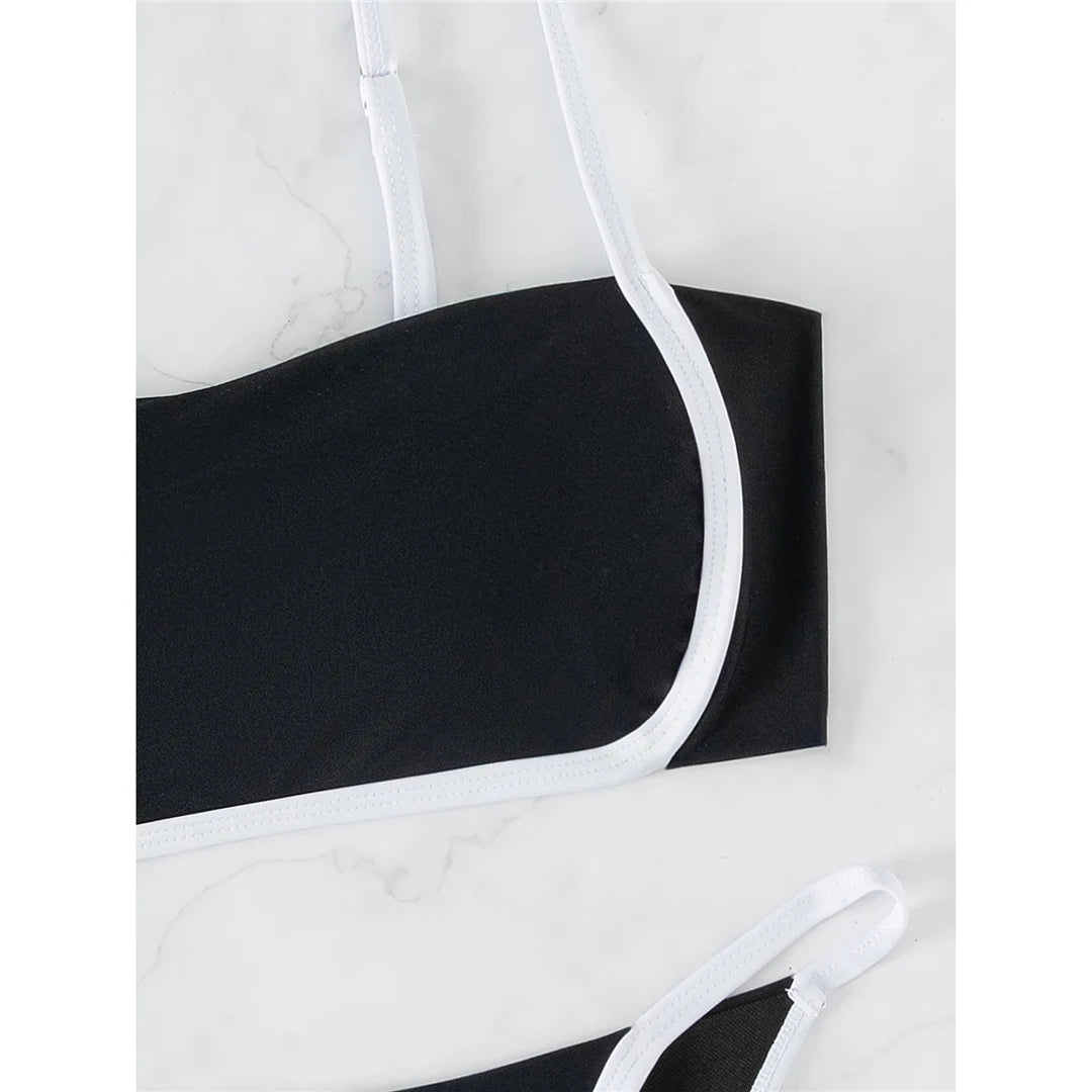 Beautifully Spliced Padded Bikini Set for Women with Chic Knotted Detail. Combines Comfort and Fashion for Stylish Pool Lounging. Comes with Wire Free Support, Low Waist design, and fits True to Size. Available in Black, Green, White, and Coffee.