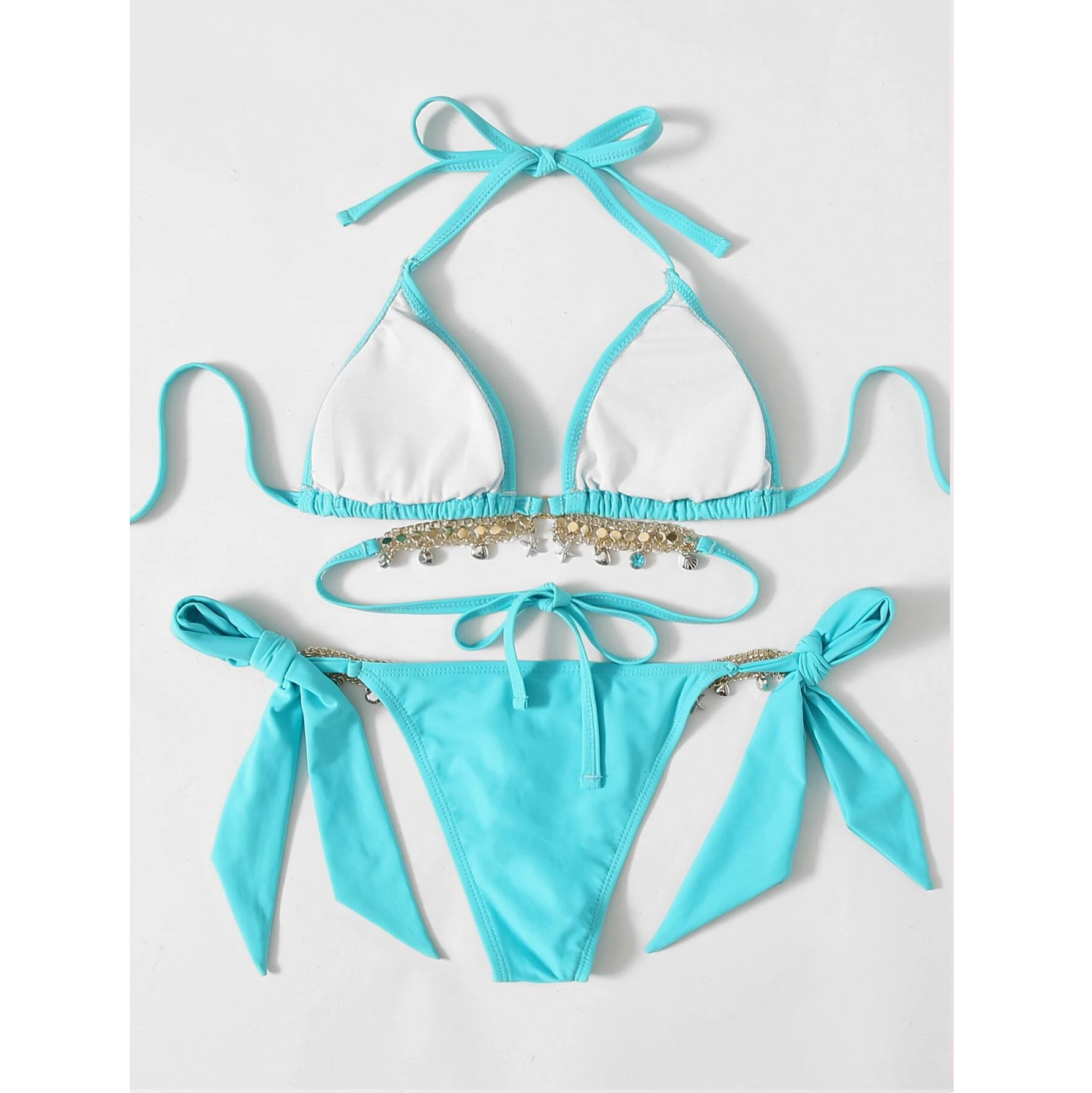 Rhinestone Halter Bikini Women Swimwear Female Swimsuit Two-pieces Bikini set Diamond Bather Bathing Suit Swim