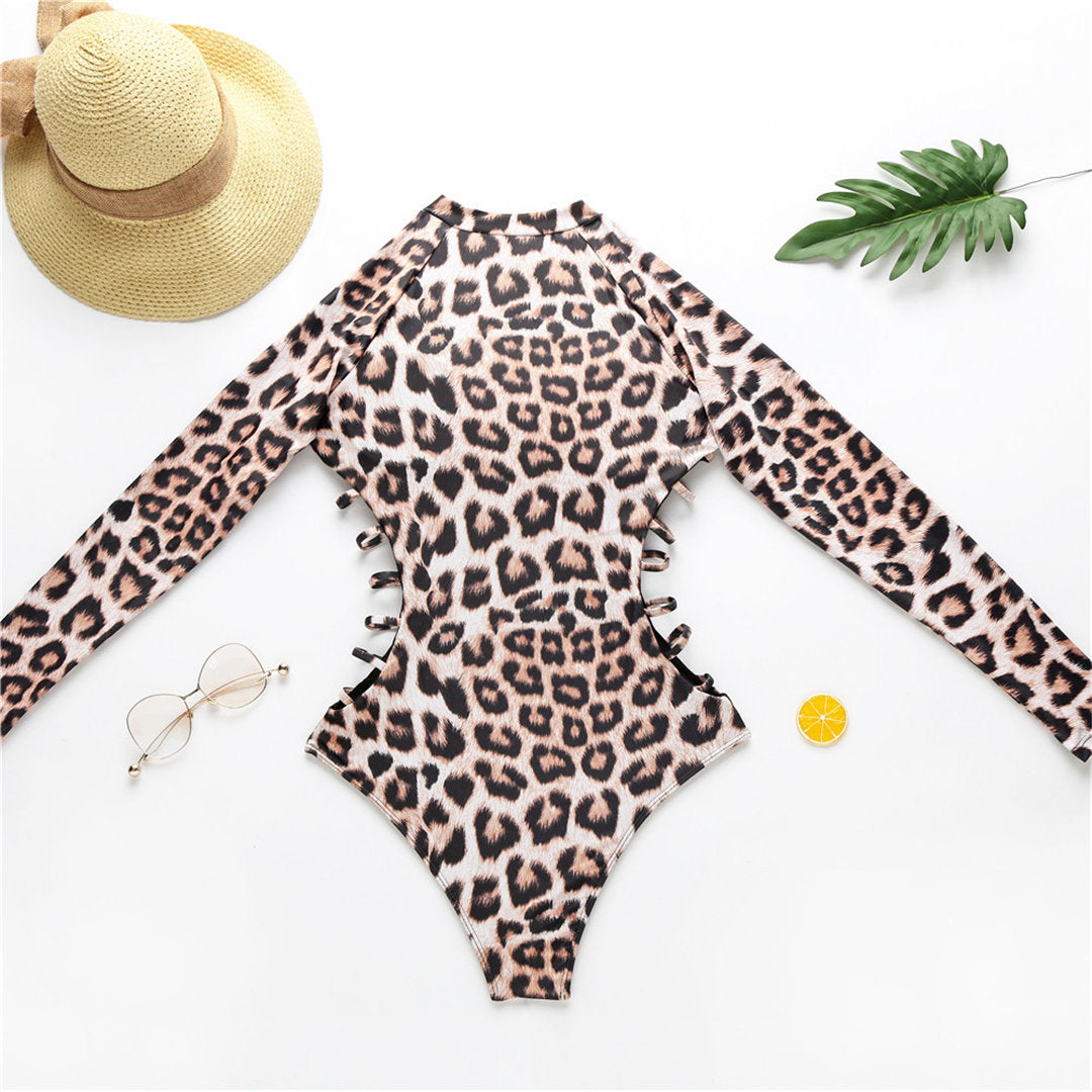 Zipper Full Sleeve One Piece Swimsuit