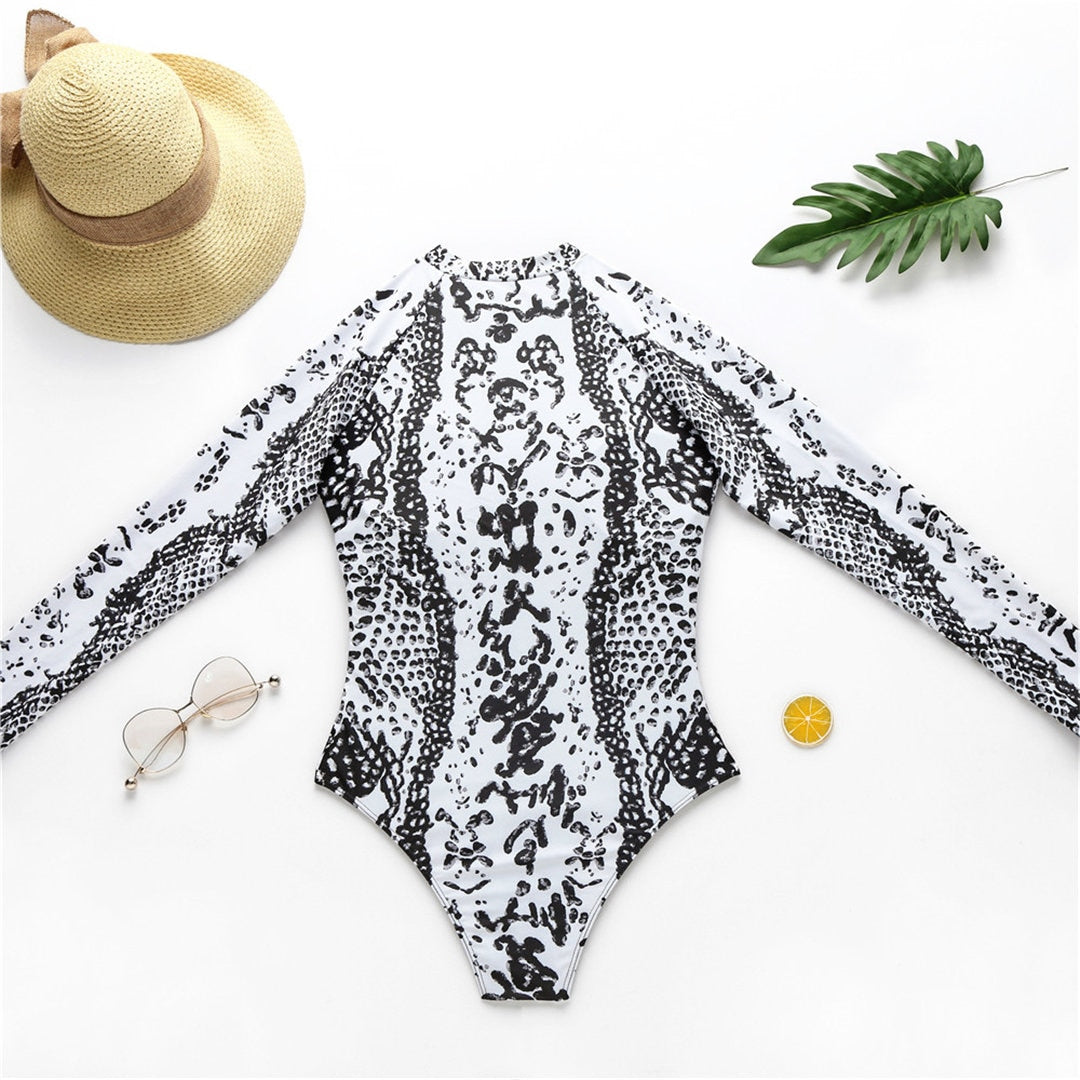 Zipper Full Sleeve One Piece Swimsuit