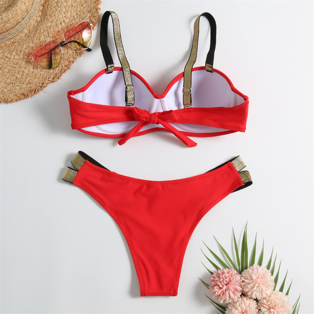 Shiny Strap Push Up Bikini S-XL