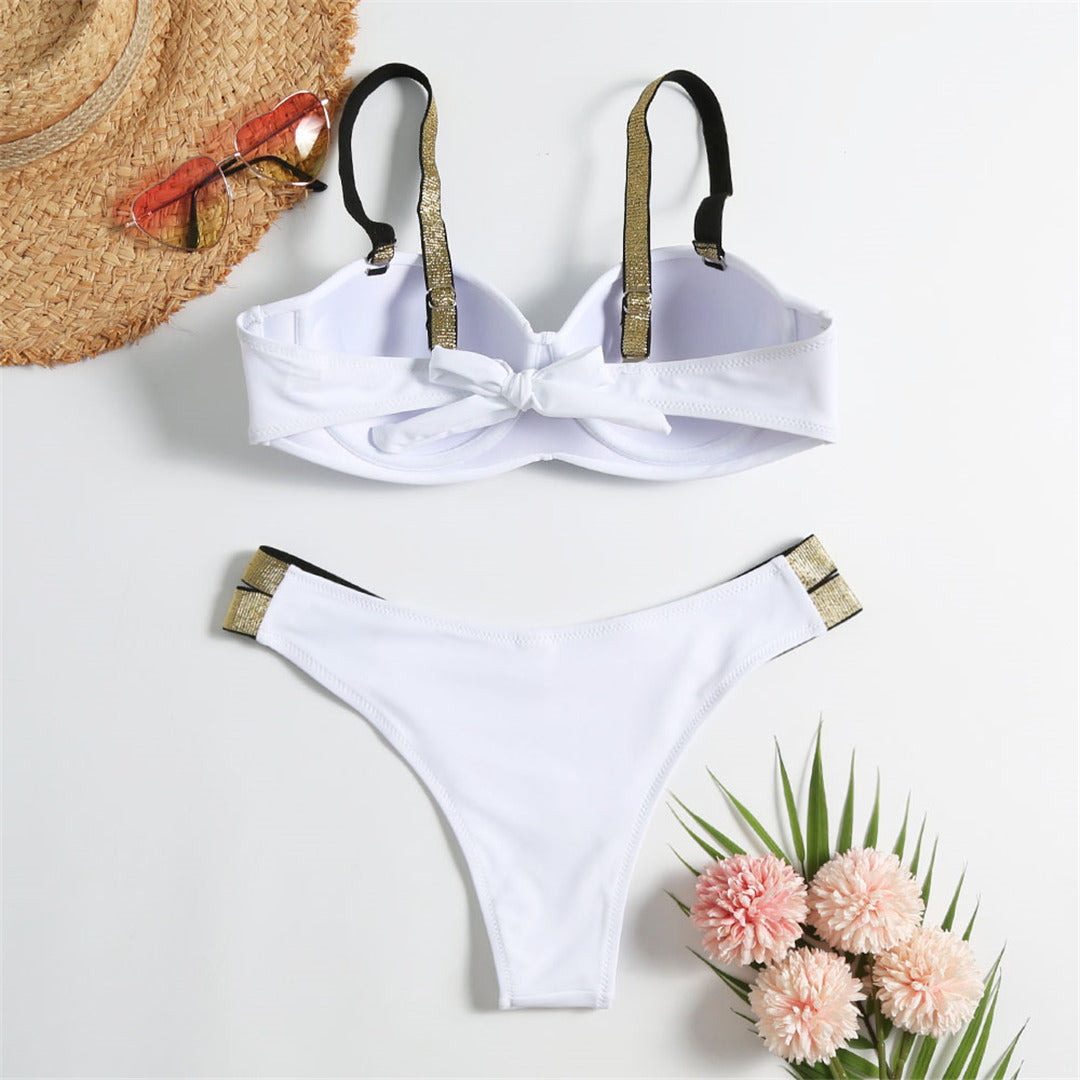 Shiny Strap Push Up Bikini S-XL