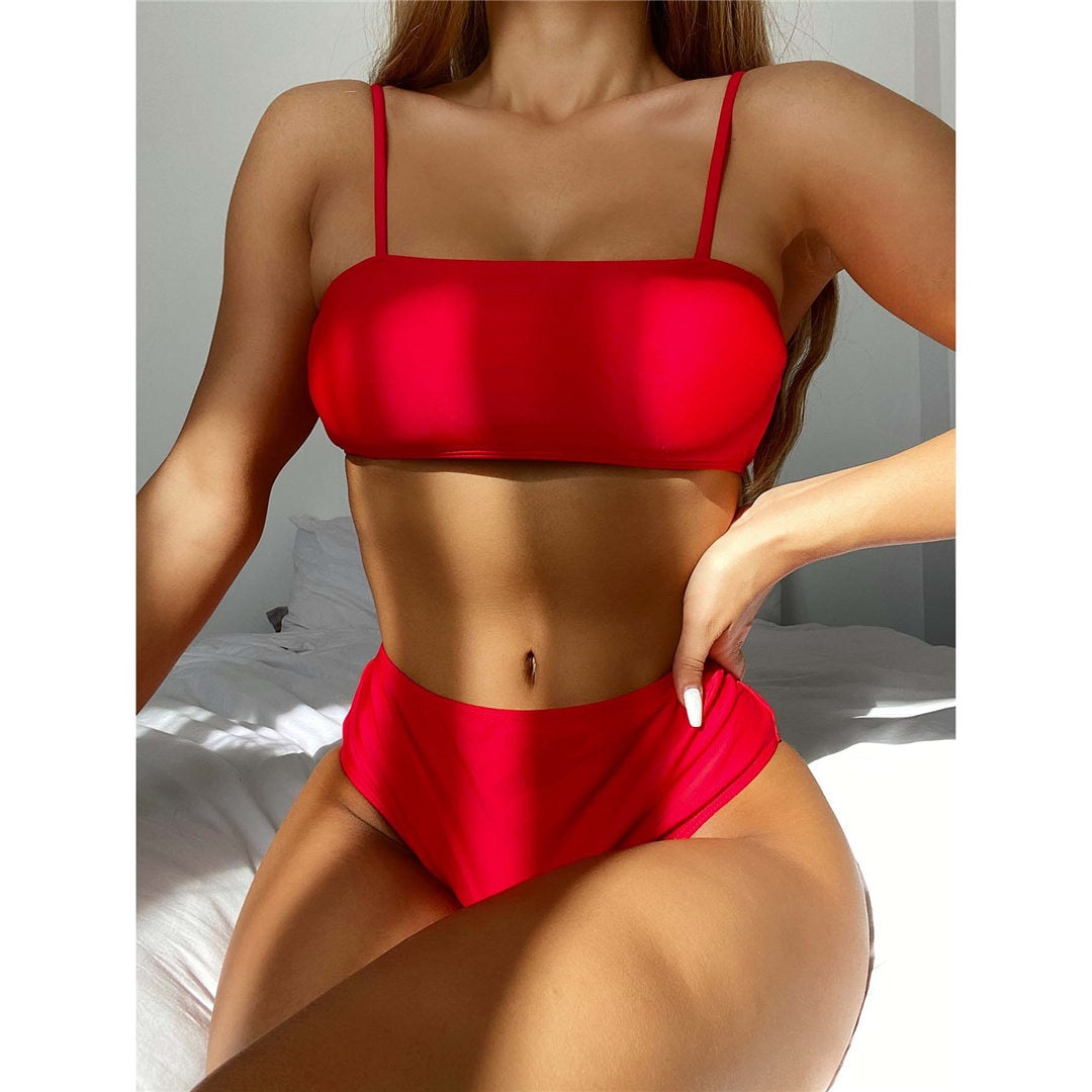 Colorful High Waist Three-Piece Bikini