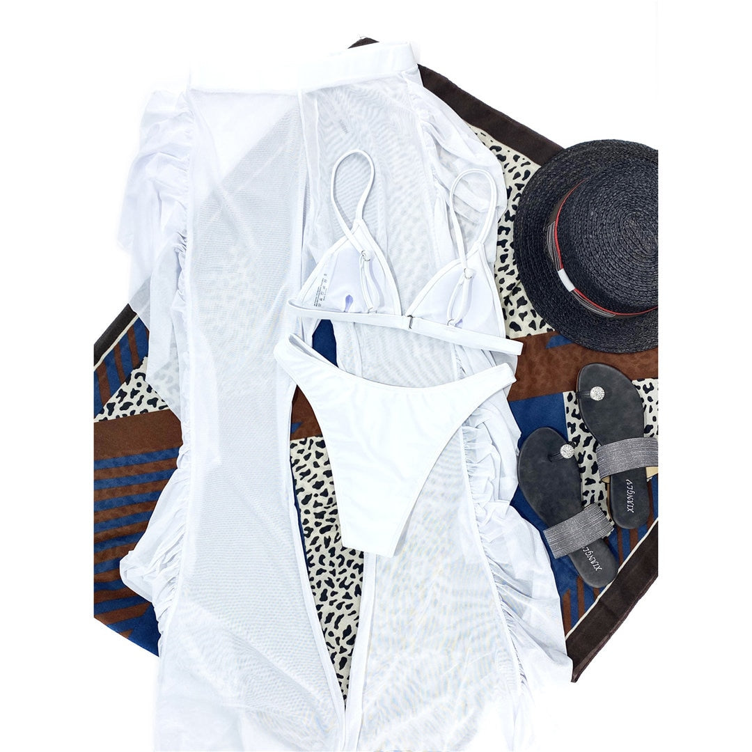 Bikini With Ruffled Beach Cover Up Pants