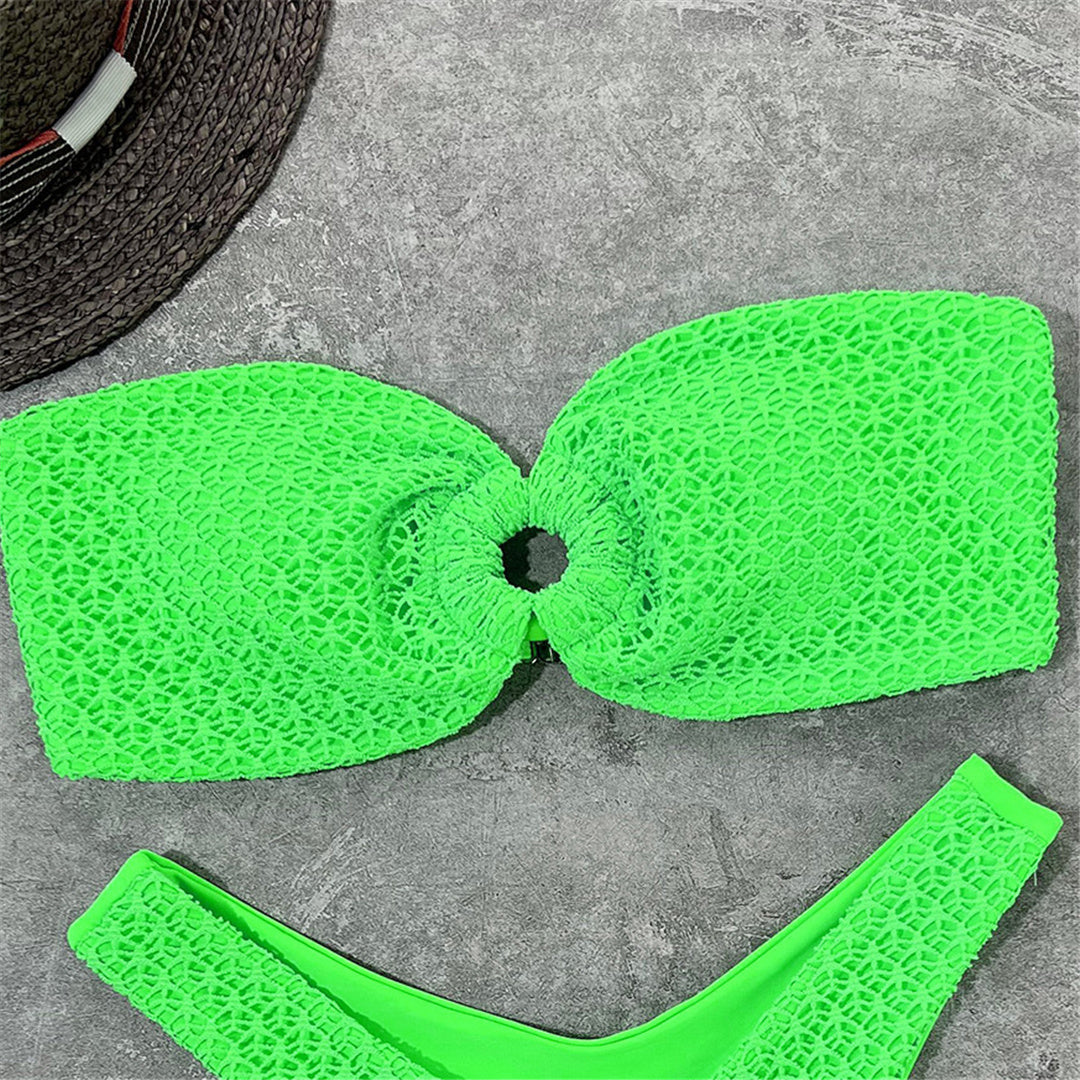 Wrinkled Bandeau Strapless Bikini