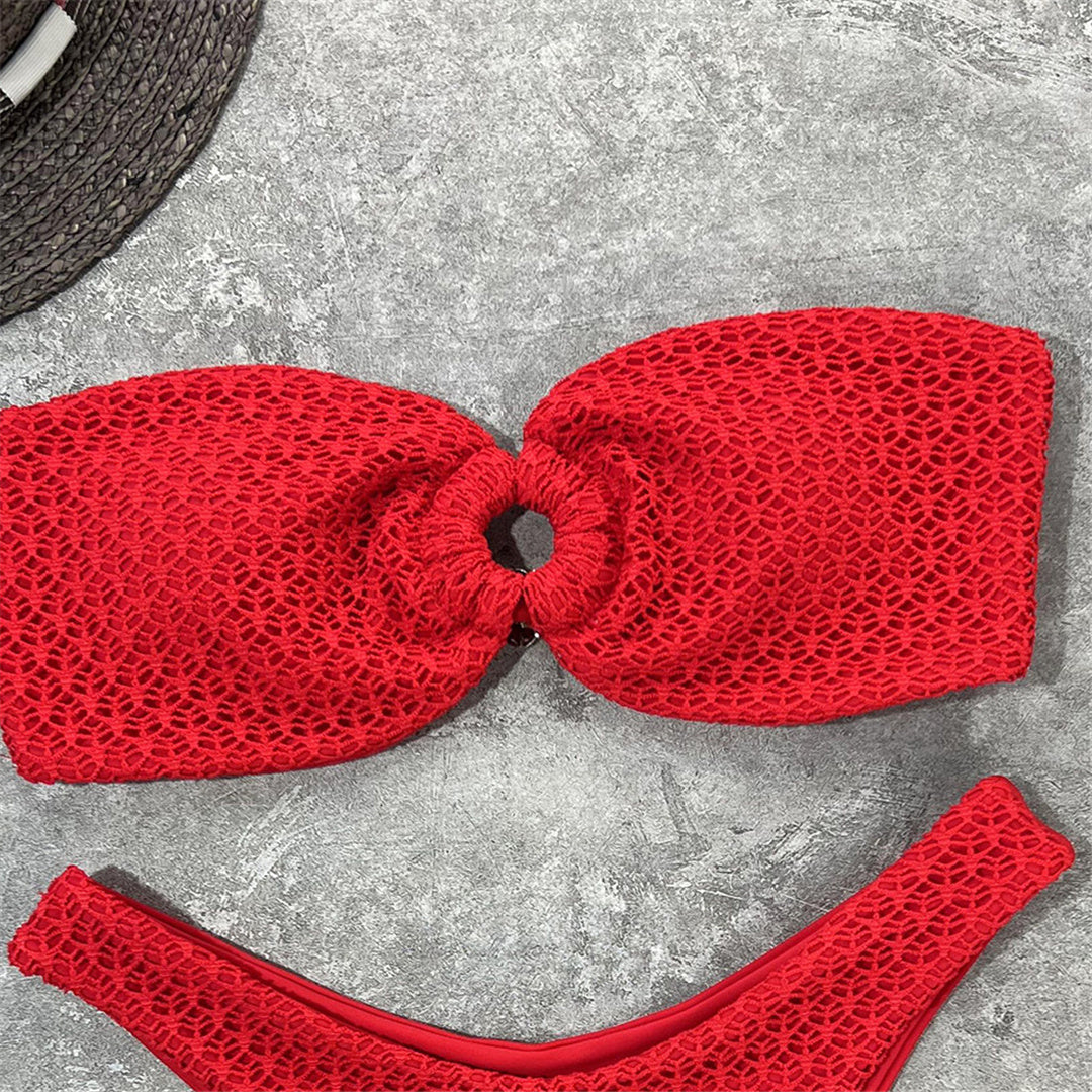 Wrinkled Bandeau Strapless Bikini