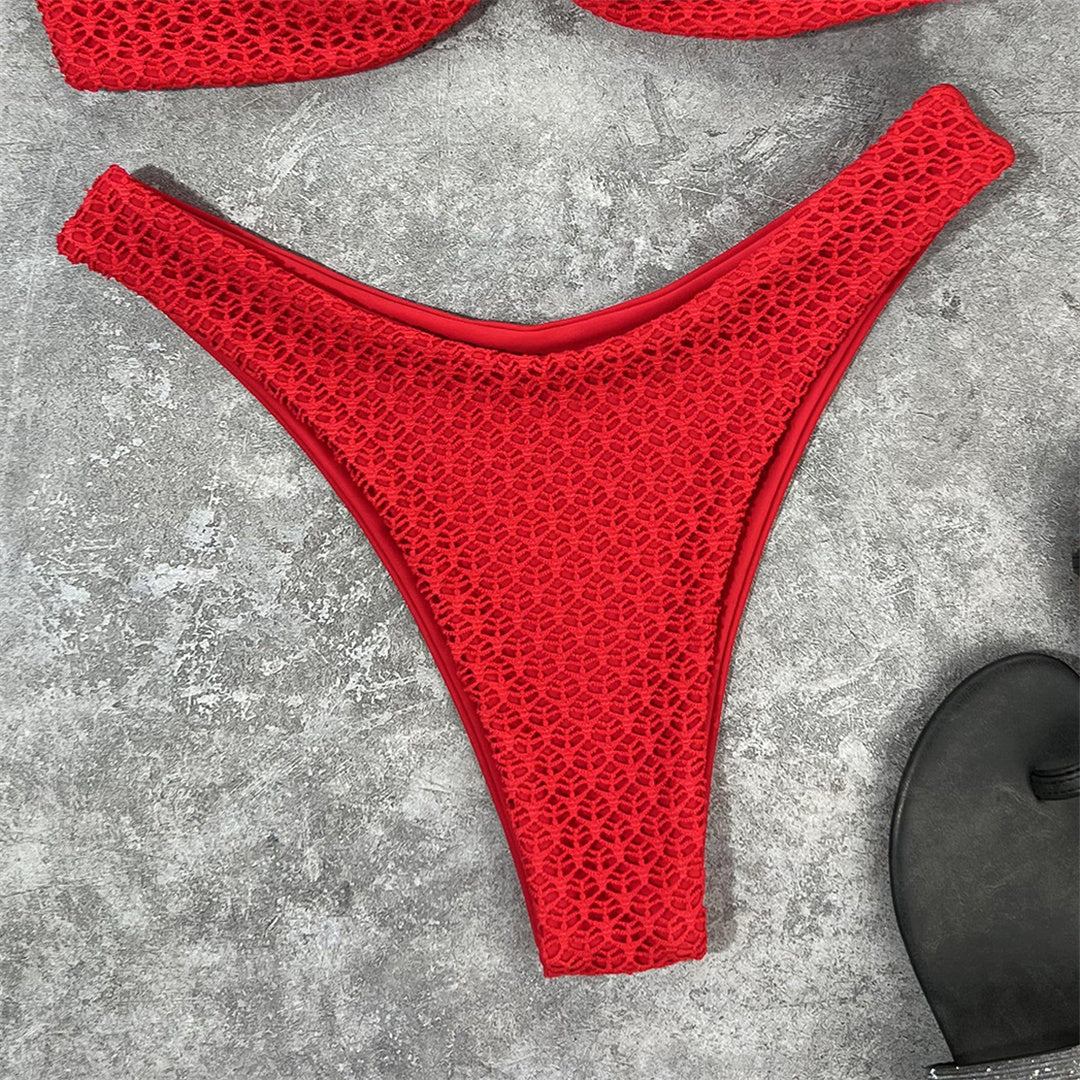 Wrinkled Bandeau Strapless Bikini